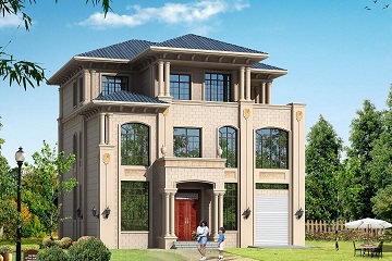13*14m三層歐式自建房屋設計圖，帶有室內(nèi)車庫