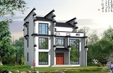 高端徽派三層自建別墅設(shè)計圖，端莊大氣，自建房屋首選