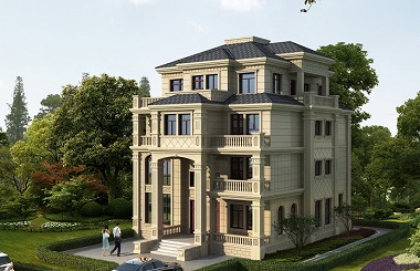 歐式高端自建復(fù)式別墅施工圖，四層古典建筑設(shè)計