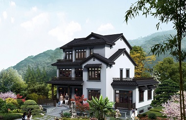 富有江南氣息的高端三層自建別墅設(shè)計(jì)圖，帶有地下室