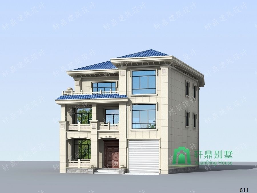 農(nóng)村三層帶車庫(kù)自建別墅設(shè)計(jì)圖側(cè)面效果圖.jpg
