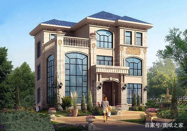 新農(nóng)村三層住宅設(shè)計圖(共2套)效果圖彩色平面圖，仔細看完，選它！選它！選它！