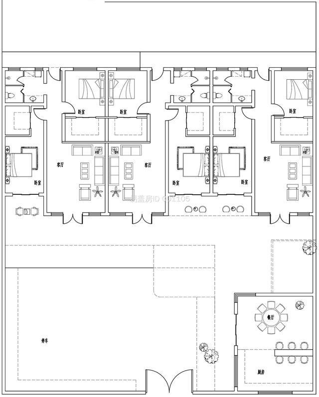 該建筑的首層空間配有幾間臥室，具有基本的公共功能空間戶外休閑空間和觀賞區(qū)，充分創(chuàng)造了優(yōu)雅浪漫的生活方式！