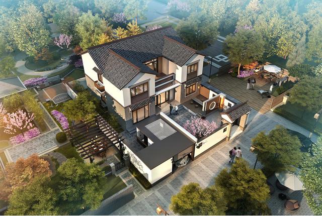 11x13兩層新中式庭院別墅，主體面積30萬平方米，非常適合農村住宅建設