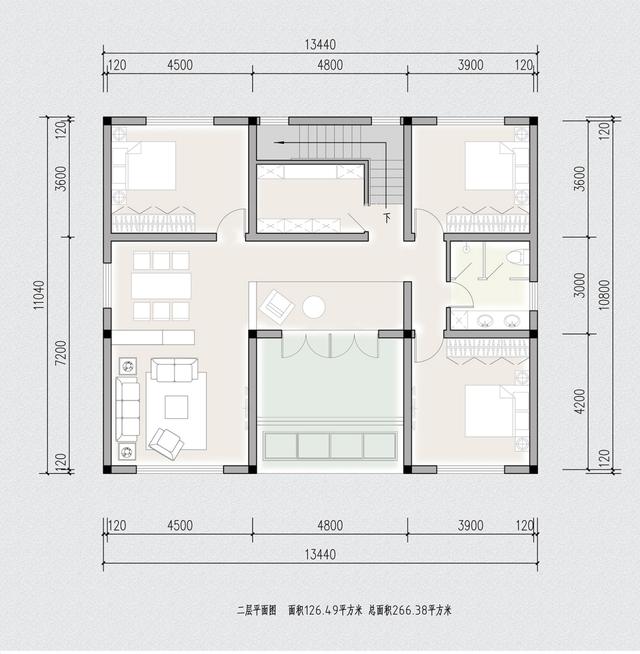 11x13兩層新中式庭院別墅，主體面積30萬平方米，非常適合農村住宅建設