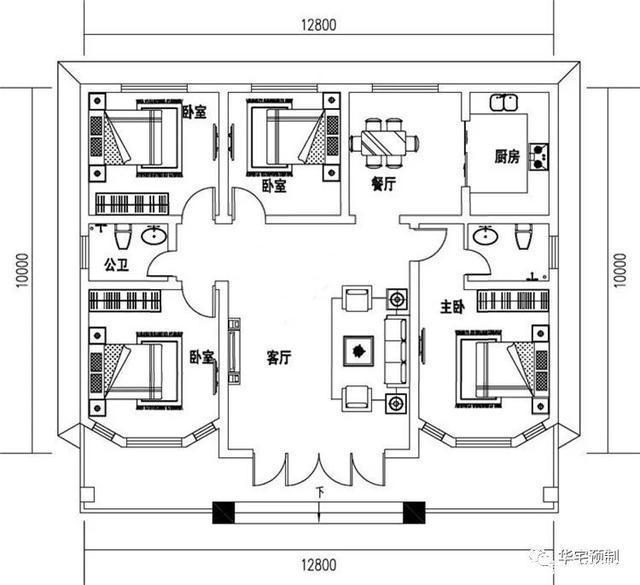 　該村一樓平頂別墅的設計圖售價10萬元，父母住得很舒適,兒女也放心