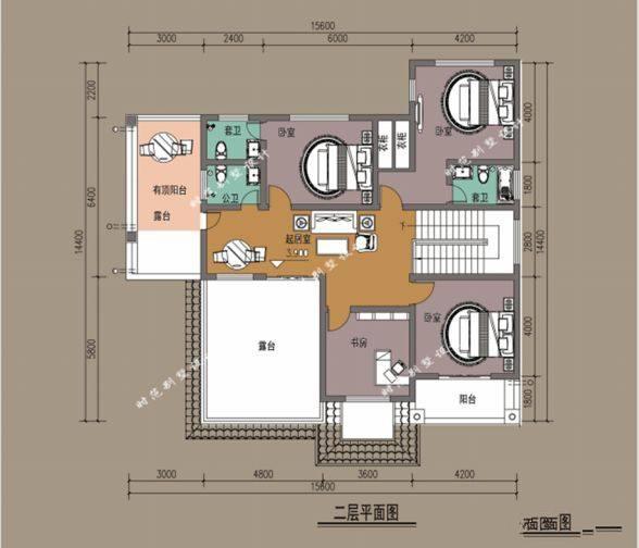 　多陽臺露臺，兩層歐洲鄉(xiāng)村別墅，6房3廳，非常實(shí)用！完整的施工圖！