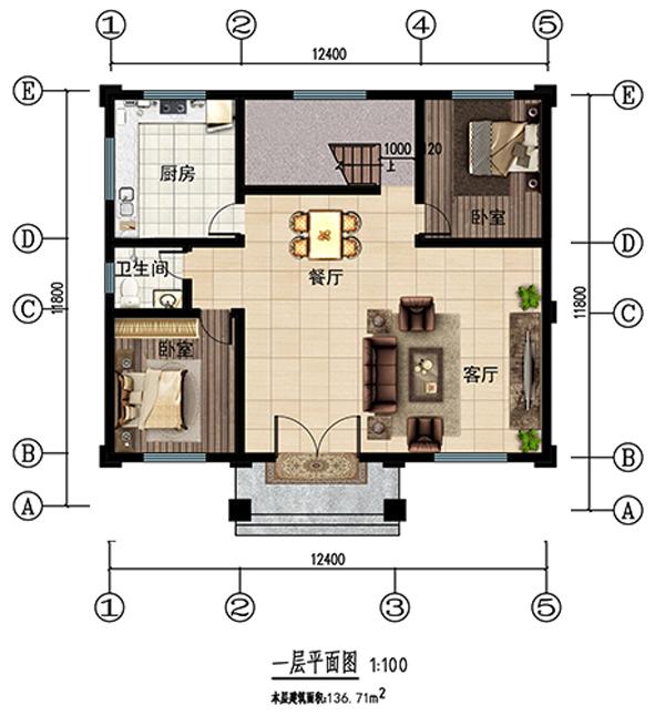 這款戶型是小編個(gè)人認(rèn)為最美的一款二層設(shè)計(jì)，美觀性和實(shí)用性兼顧，主體二十來萬在老家建一棟，肯定比其他人的都漂亮!