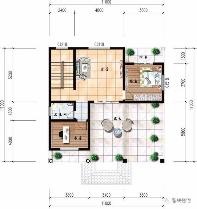 兩棟建筑尺寸相同的別墅，1111米，從各個角度看都是簡歐洲風(fēng)格。有時候宅基地很大，但我不想建太大的別墅。主要原因是房子越大，成本越高!