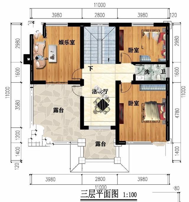 兩棟建筑尺寸相同的別墅，1111米，從各個角度看都是簡歐洲風(fēng)格。有時候宅基地很大，但我不想建太大的別墅。主要原因是房子越大，成本越高!