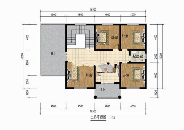 農(nóng)村二層住宅建筑的設(shè)計圖，有一個大的下拉窗口設(shè)計，當(dāng)美麗的住宅在家鄉(xiāng)建成時，沒有什么可擔(dān)心的。