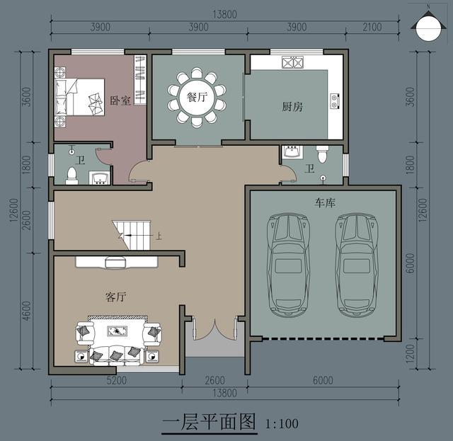農(nóng)村自建別墅，五房一廳兩層，13.8米寬，雙車庫，醒來時會在夢中開懷大笑。