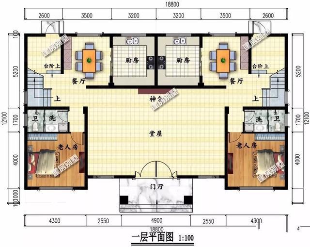 獨(dú)棟別墅設(shè)計成三層的公共房間，每個家庭有7間臥室，生活非常方便。