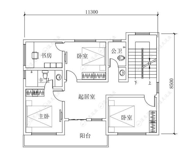 11.3 m x8.5 m新型現(xiàn)代農(nóng)村自建建筑設(shè)計