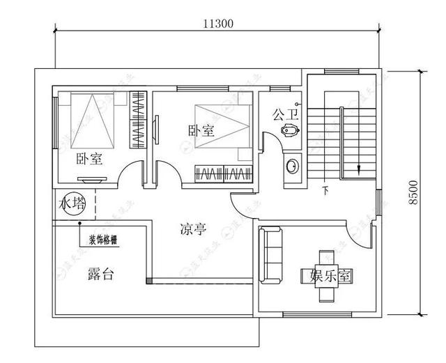 11.3 m x8.5 m新型現(xiàn)代農(nóng)村自建建筑設(shè)計