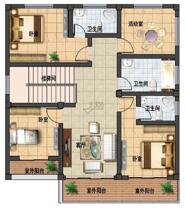 帶車庫(kù)的兩層現(xiàn)代別墅