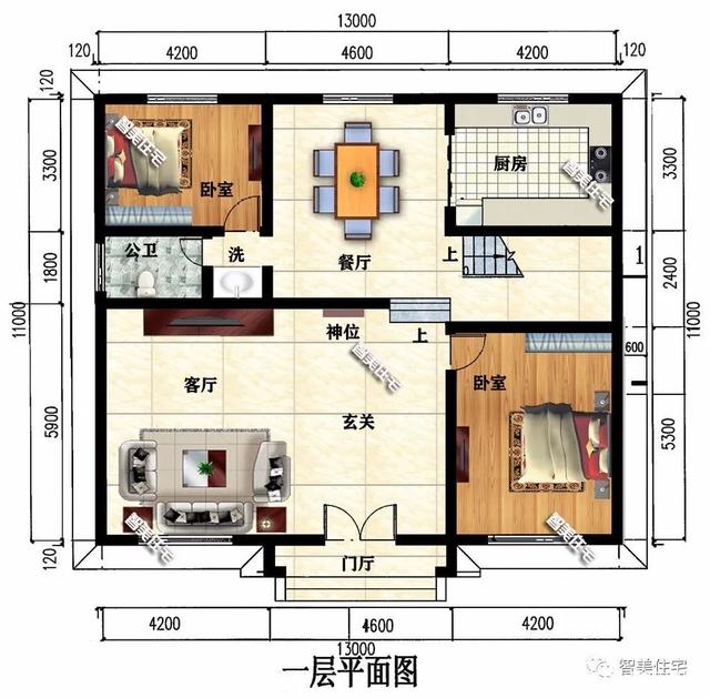 外觀對稱設(shè)計的兩層別墅