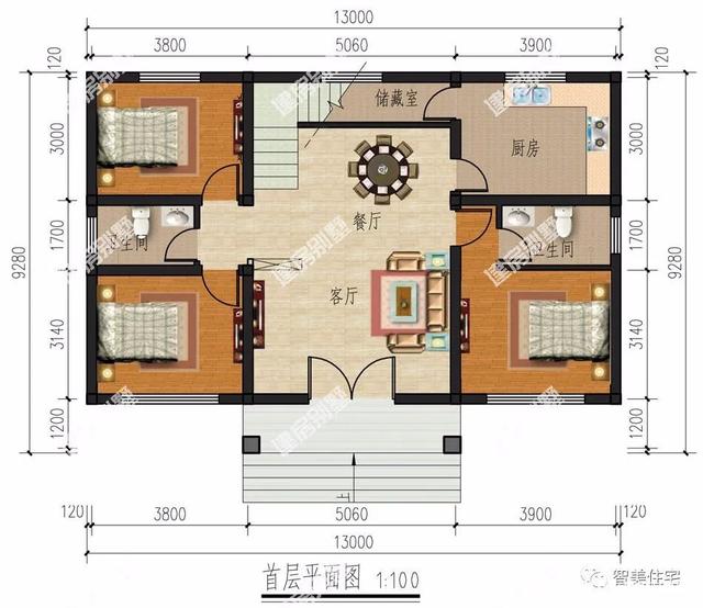 外觀對稱設(shè)計的兩層別墅