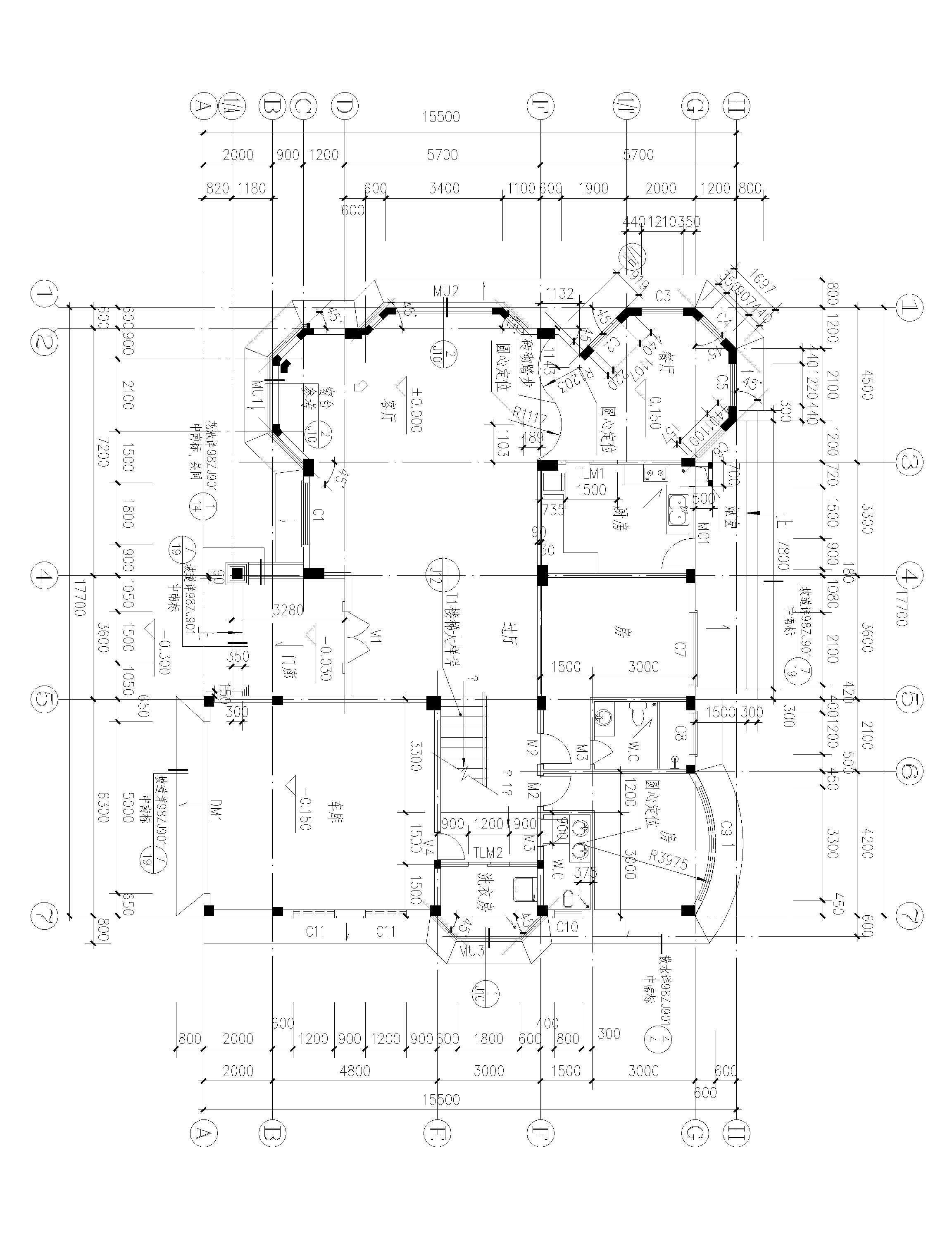 兩層半歐式別墅設(shè)計方案，適合多孩家庭，總建筑面積555㎡