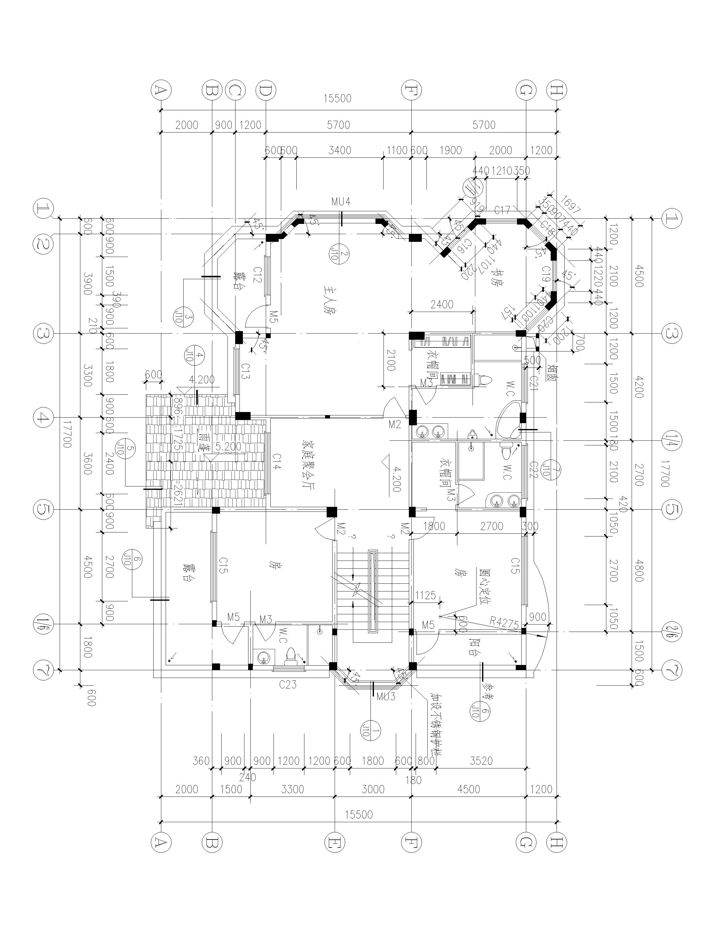 兩層半歐式別墅設(shè)計方案，適合多孩家庭，總建筑面積555㎡