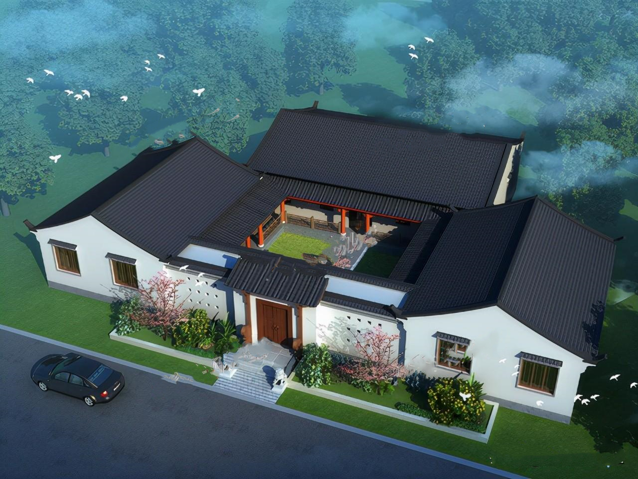 農(nóng)村一層三合院房屋設(shè)計(jì)圖，房屋專業(yè)設(shè)計(jì)效果圖