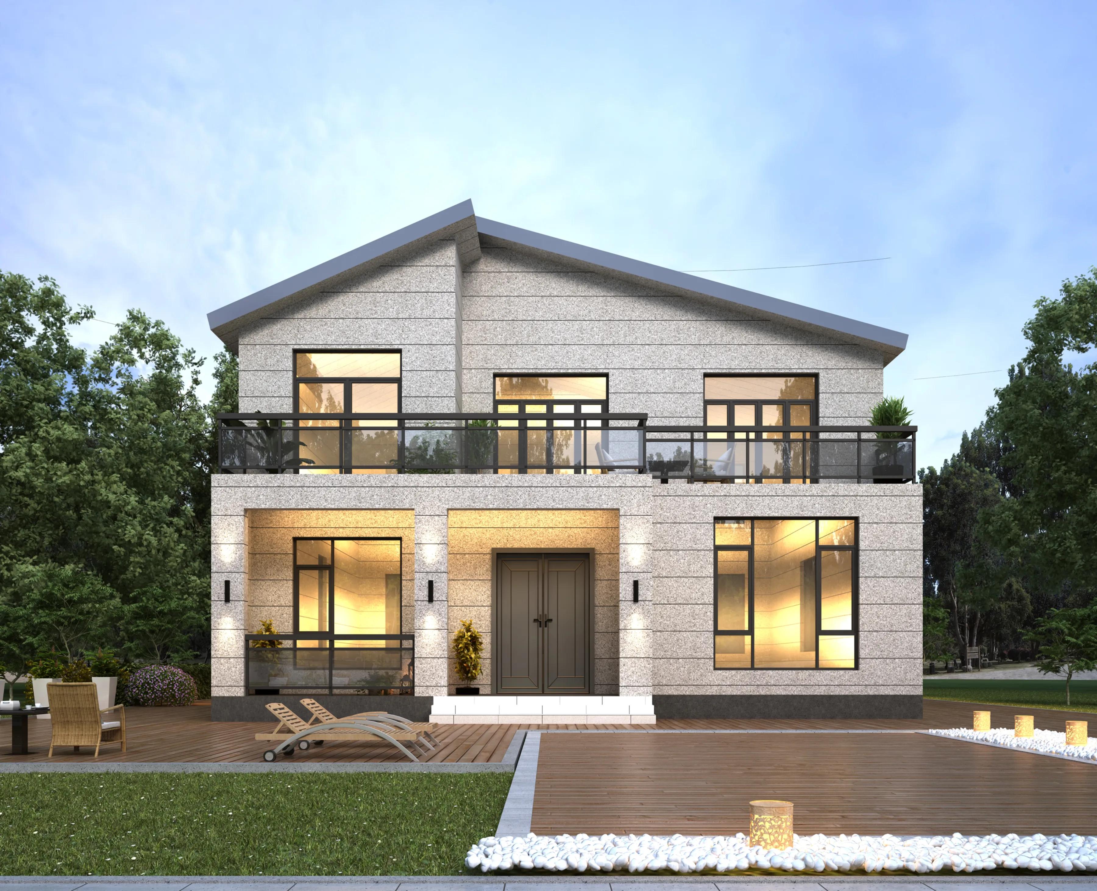 現(xiàn)代簡約鄉(xiāng)村二層別墅住宅圖，鄉(xiāng)村自建二層小別墅效果